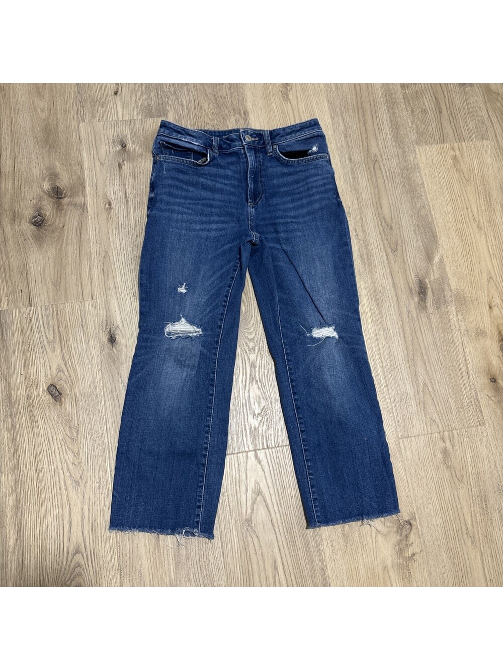 Women’s High Rise Straight Leg Crop Chico’s 0R Us 4R Runs Big 30” Waist Stretch